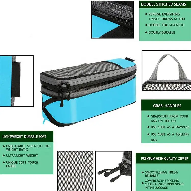 High Quality 6 Set Compression Packing Cubes Travel Accessories Expandable Packing Organizers