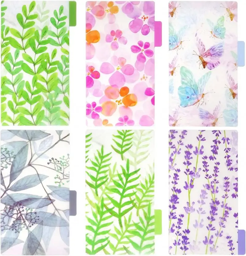 Plastic Matte Translucent Binder Tab Cards 6 Holes A6 A5 A4 Binder Index Dividers PVC Insertable Index Page planner