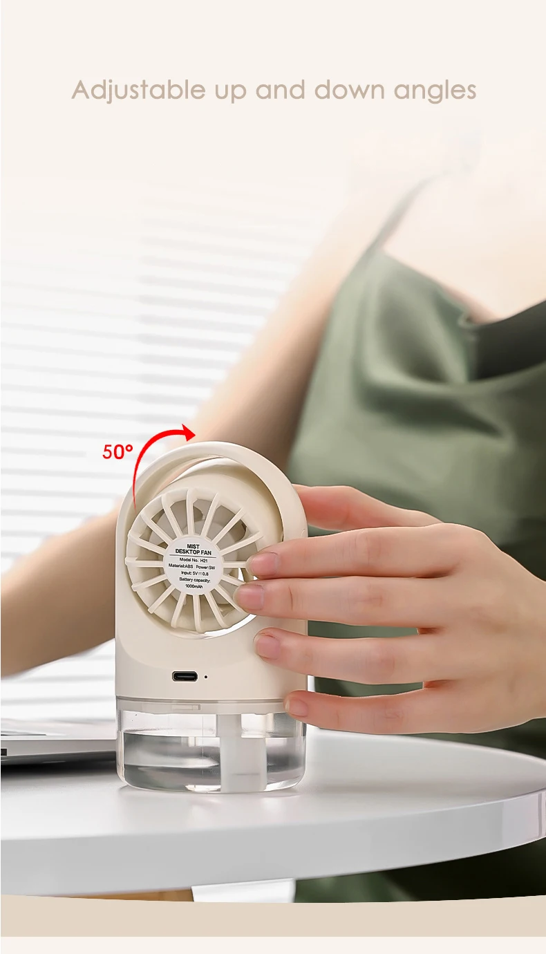 2024 New Arrivals hot sale Type-c rechargeable portable small table fan with plastic mist fan outdoor handheld Mini USB fan