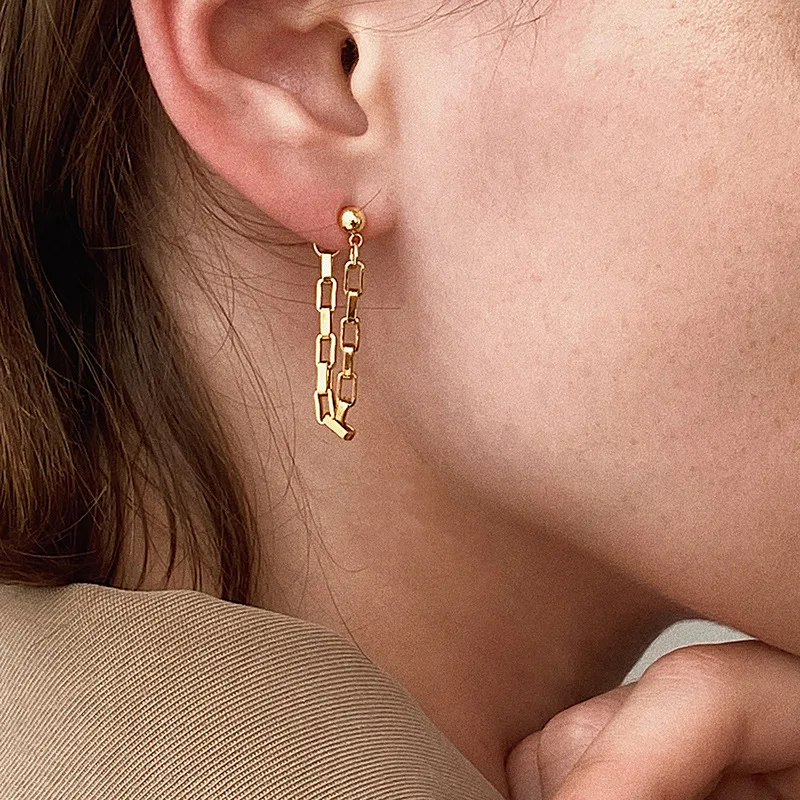Fashion Earing Trend 2022 Screw Type Stainless Steel Paperclip Link Beautiful Earring Designs For Women