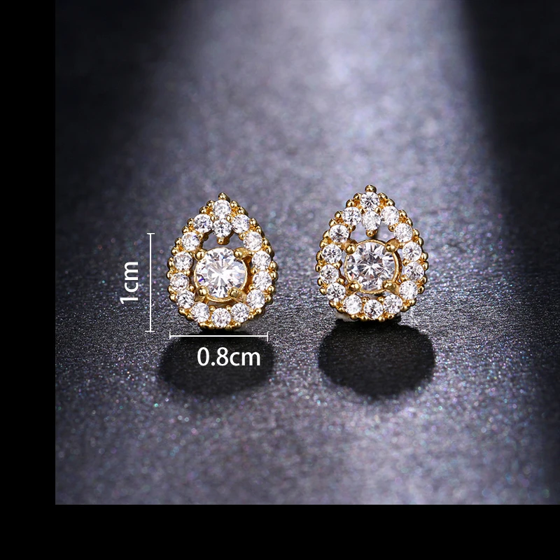 Emmaya Fashion Shiny Tear Drop AAA Cubic Zircon Bridal Imitation Diamond Wedding Jewelry Silver 18k Gold Stud Earrings Women