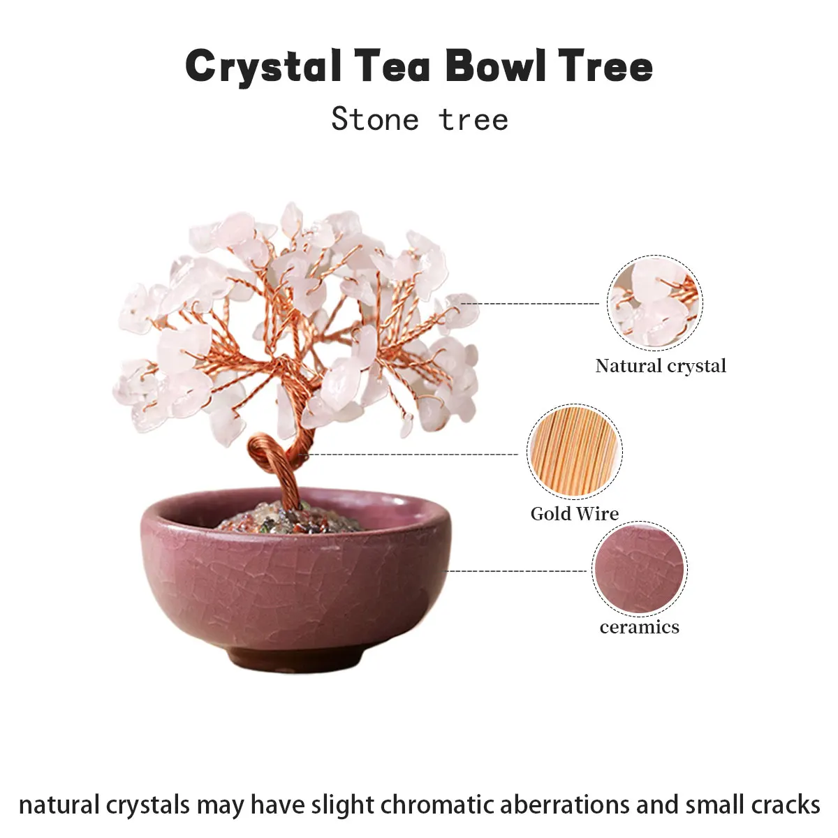 Bulk Natural Crystal Healing Stones Trees Ceramic Bowl Fill Agate Bases Fortune Crystal Trees For Decor