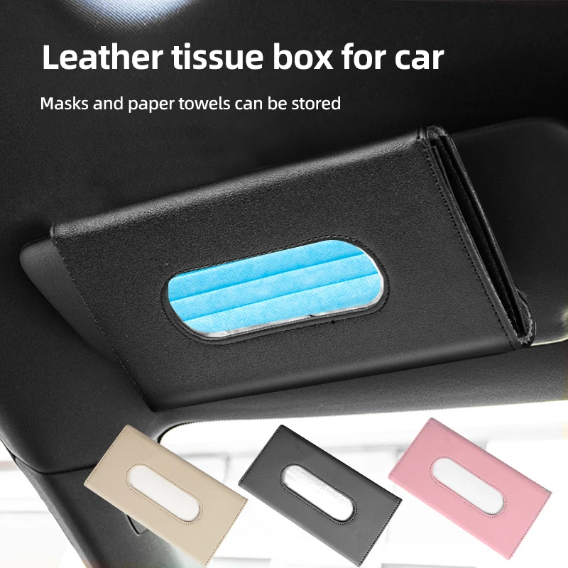 PU Leather Car Visor Tissue Holder Box Backseat Tissue Case Holder Tools for Car