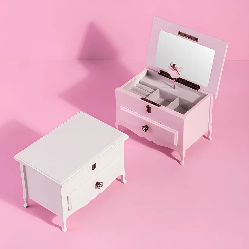 Factory Wholesale Customized Wooden Jewelry Storage Box Gift Box Music Box With Ballerina