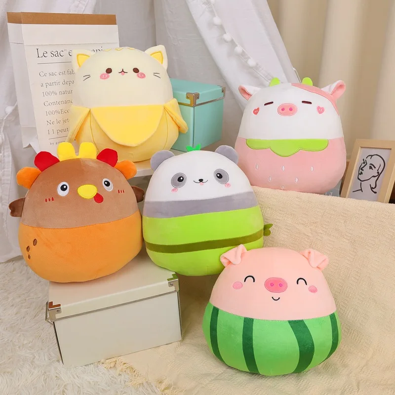 Kawaii Banana Cat Pillow Plush Toy Turkey Pillow Cute Watermelon Pig Doll Stuffed Custom Plush Animal Toy Juguetes de peluche