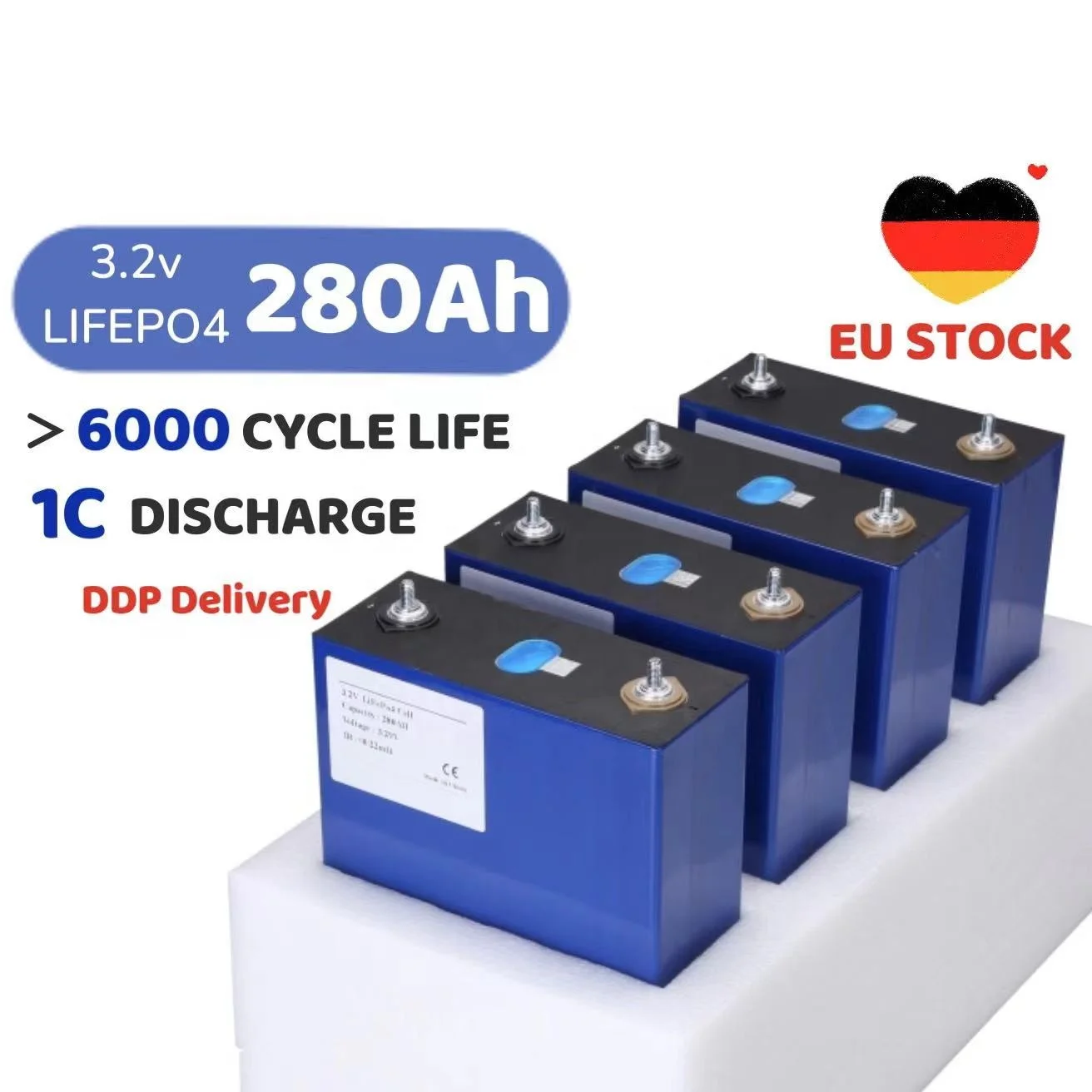 Tax Free 16PCs Eu Stock 280Ah 3.2V Lifepo4 Battery ESS Grade Lifepo 4 Lf280K 280 Ah Cells Zellen