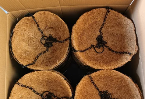 Fermentation tray hanging baskets metal indoor biodegradable flower pot for Coconut Fiber Pots