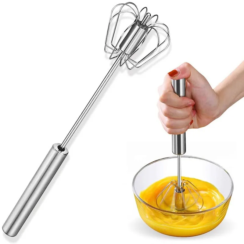 Semi-automatic Whisk Stainless Steel Hand Pressure Egg Beater Kitchen Accessories Tools Cream Utensils Whisk Manual Mixer