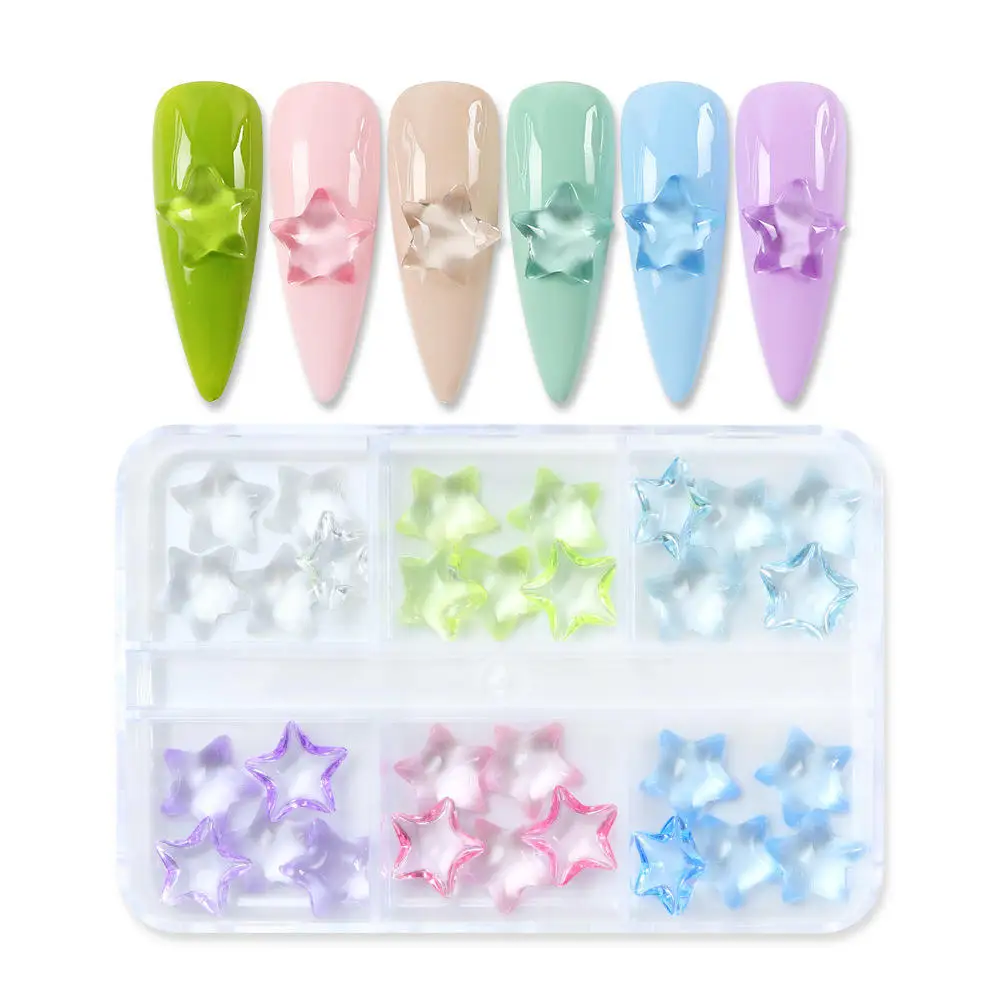 30pcs Transparent Star Flatback Rhinestones Crystal Nail Charms Set, Nail Art Jewelry For Nail Crafts DIY