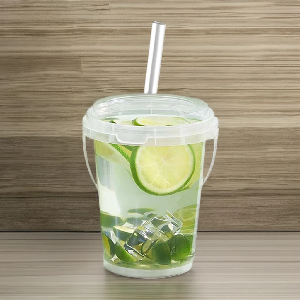 700ml Factory Price Fruit Portable Bucket Disposable Large Capacity Juice Drink Cups Bubble Tea Transparent Plastic Cup with Lid