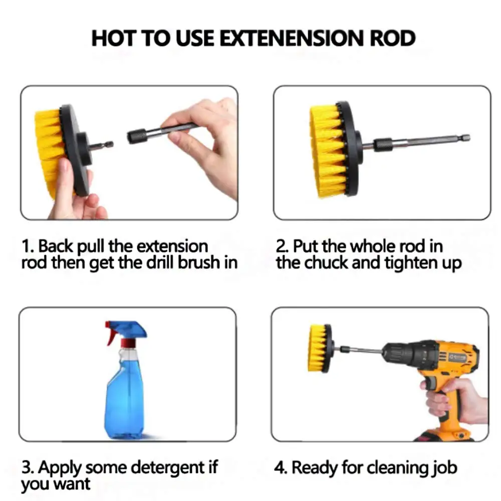 
20Piece Drill Brush Attachments Set,Scrub Pads & Sponge, Power Scrubber Brush with Extend Long Attachment 