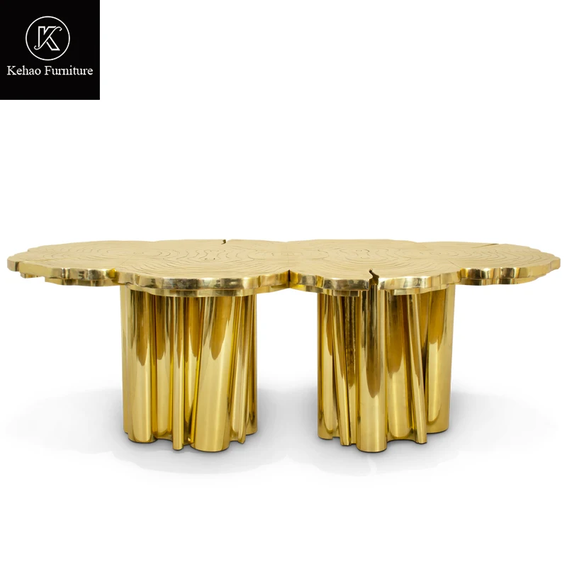 Boca Do Lobo Gold Brass Dining Table Irregular Contemporary Stainless Steel Golden Tree Roots Dinning Table For 10/12 Persons