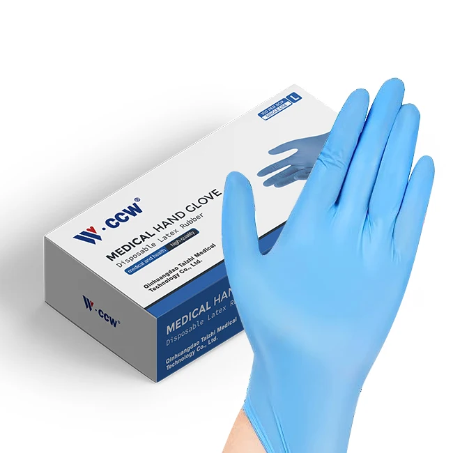 nitrile blue disposable exam medical cleaning gloves