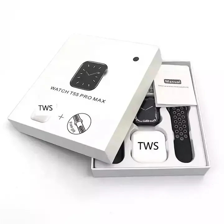 T55 pro max smart watches with earbuds earphone reloj fashion band smartwatch