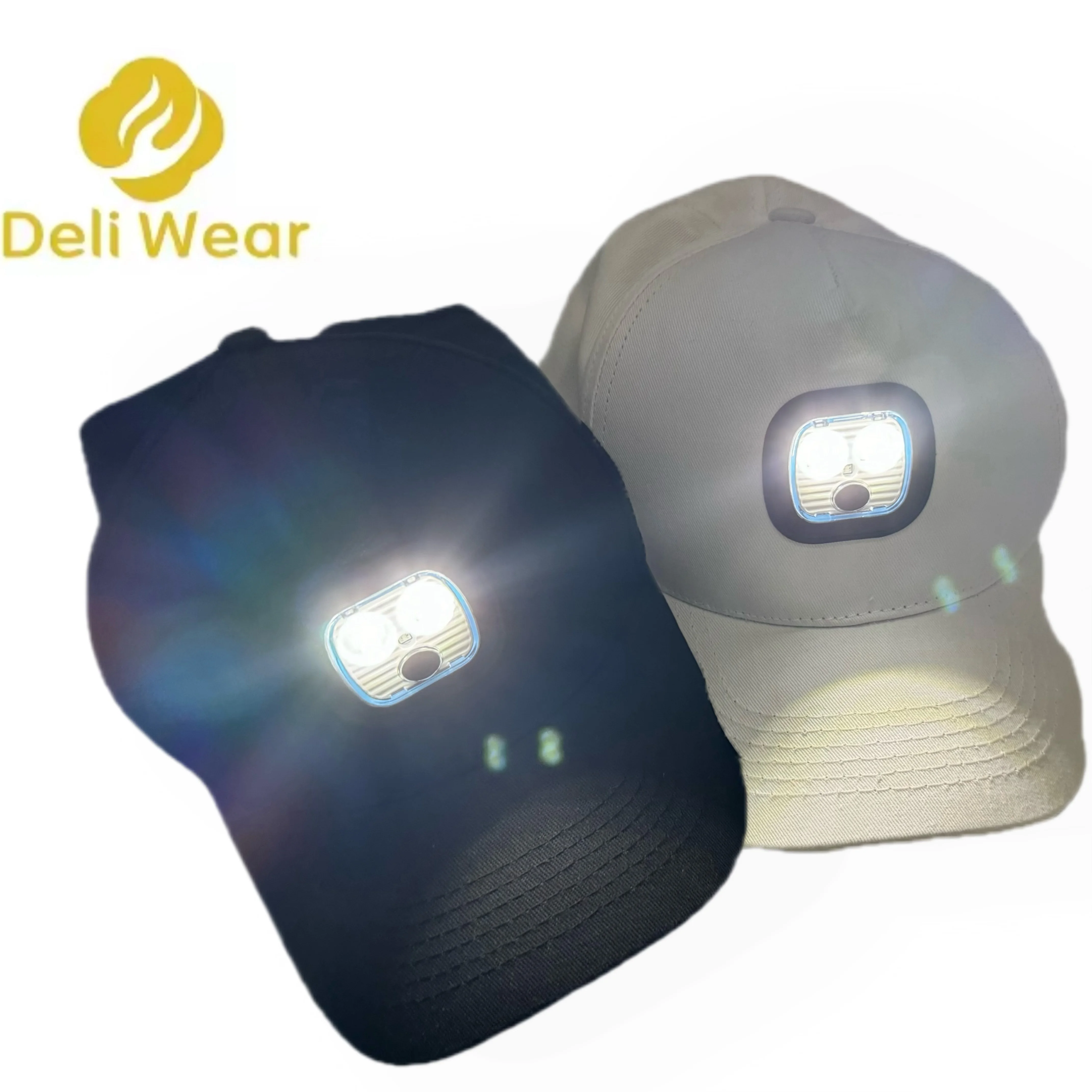Rechargeable Baseball LED Caps Hats with Lights Built in  Classic Tool Night Run Cotton Black