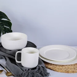 CANHUI Manufactory Nordic Crockery Dinnerware Sets Home Serving Food White Modern Ceramic Tableware Fine Porcelain Dinner Set