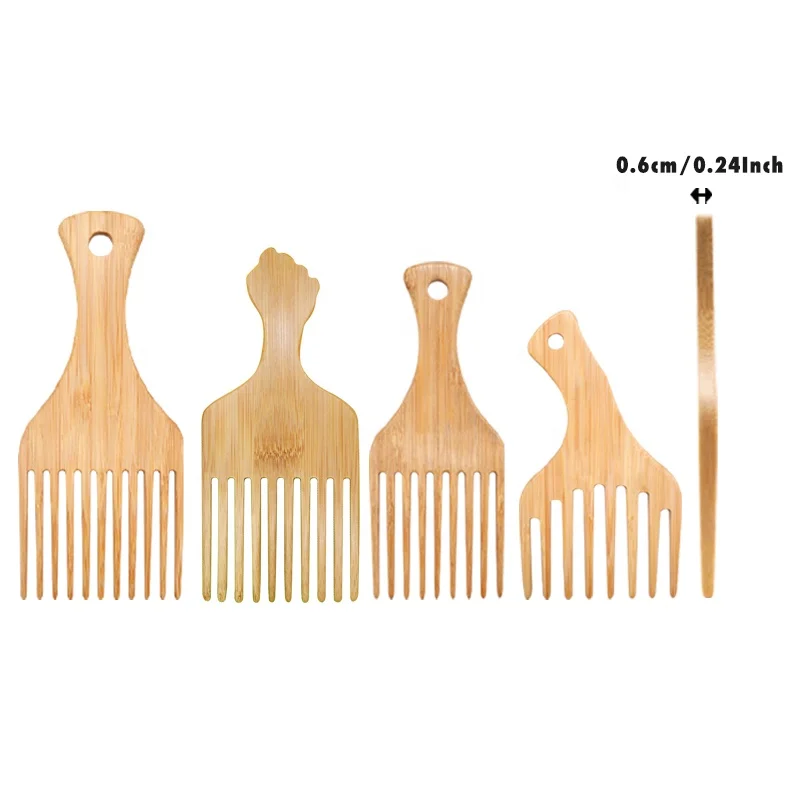 Factory Bulk Order Competitive Price Customized Logo or Package Bamboo and bamboo afro pick comb for men