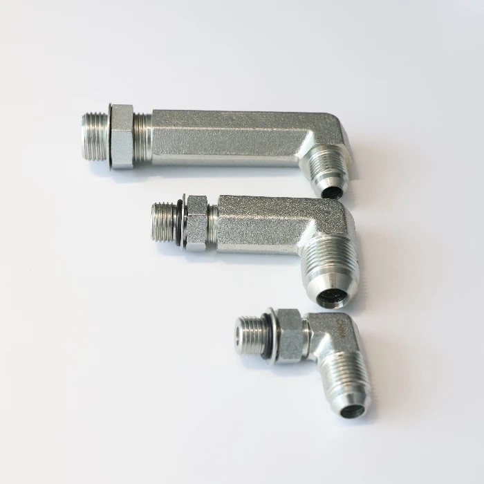 Zine Plated Carbon Steel 90 Deg Straight Thread Elbow Male SAE ORB to JIC 37 Flare Hydraulic Adapters Fittings