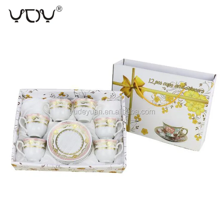 small gift promotion custom china bone turkish arabic coffee cups porcelain set of 12 pieces