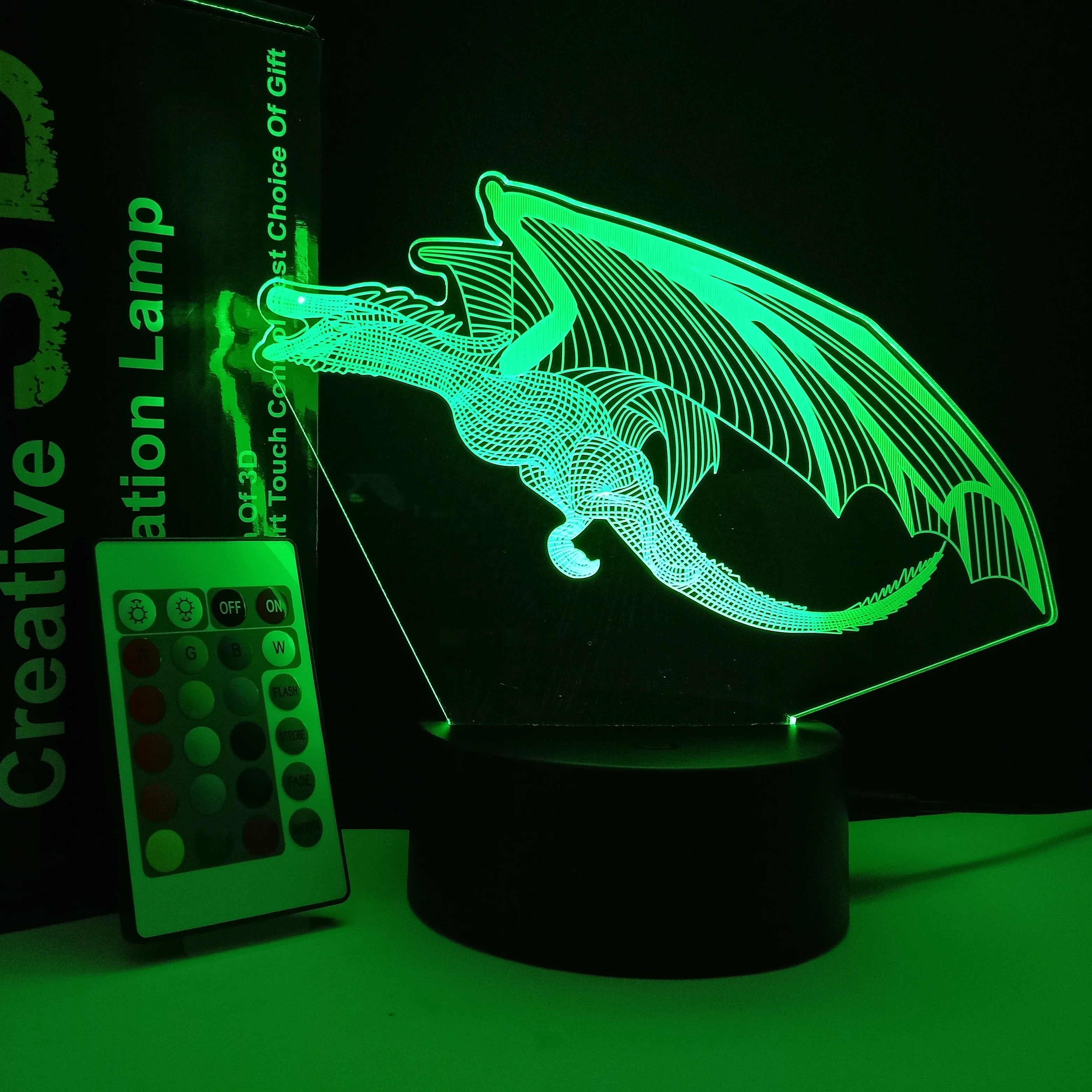 Free Shipping Dinosaurs Designs 3D Night Lights Remote Control 16 LED Colors + 4 Modes 3D Lamps Hot Selling