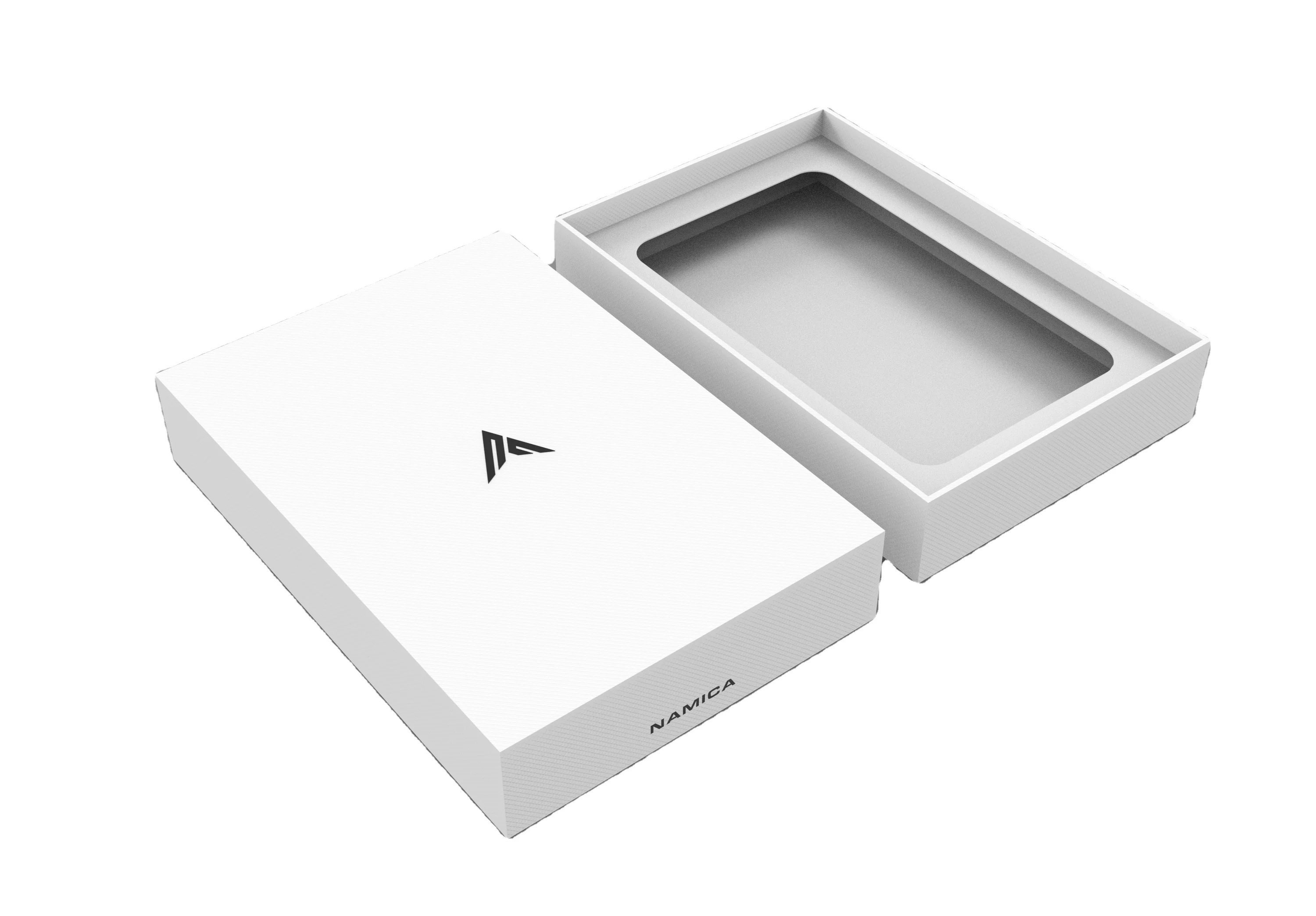 luxury rigid gift tuck top white box with elegant look lid-off box for smart device recycled cardboard paper packaging gift box