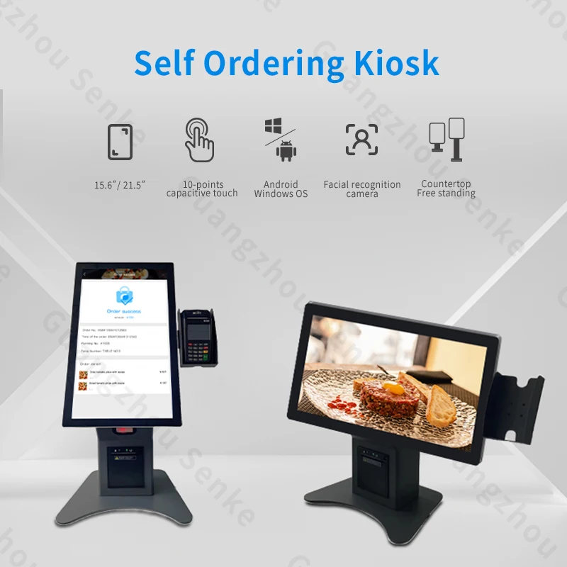 Self ordering kiosk support Android / Window OS 15.6 21.5 inch touchscreen fast food kfc desktop self service kiosk