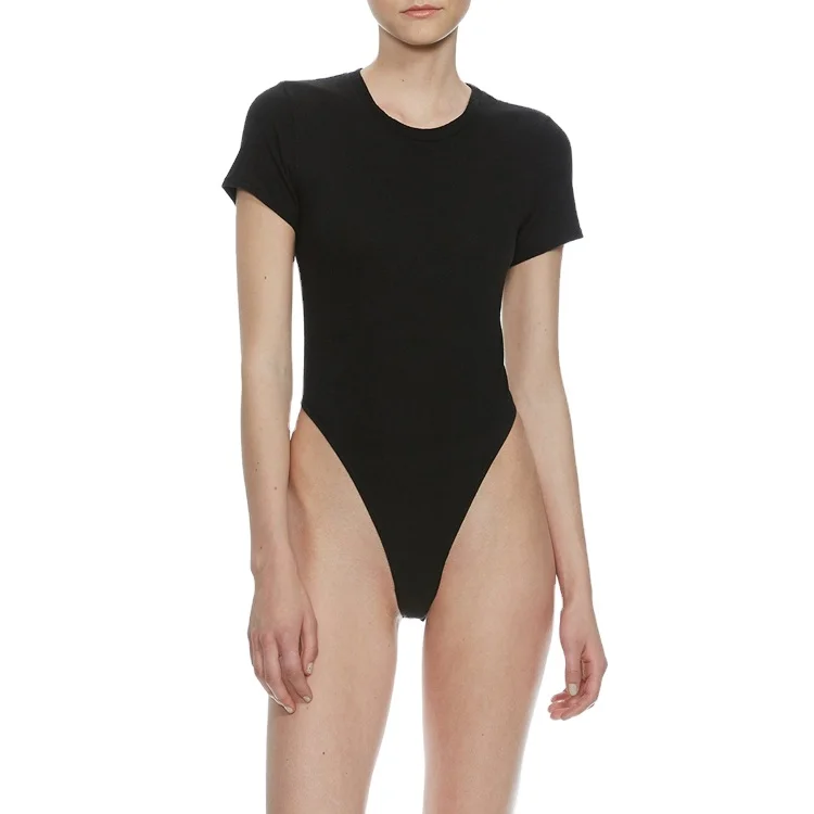 Women Casual Summer Short Sleeve Ladies Leotard T Shirt Bodysuit Tops