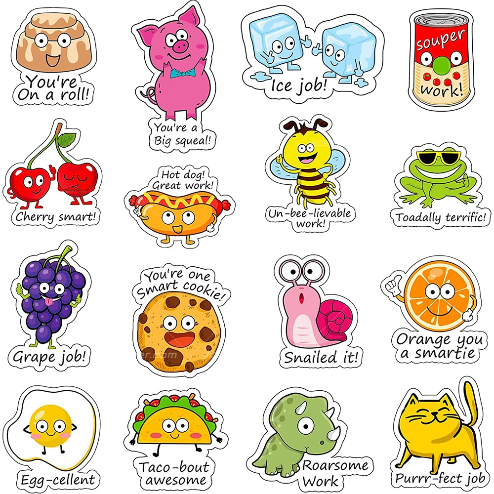 reward stickers for kids,small sheet pvc printing decal paper customizable product logo wholesale 50pcs punny reward sticker