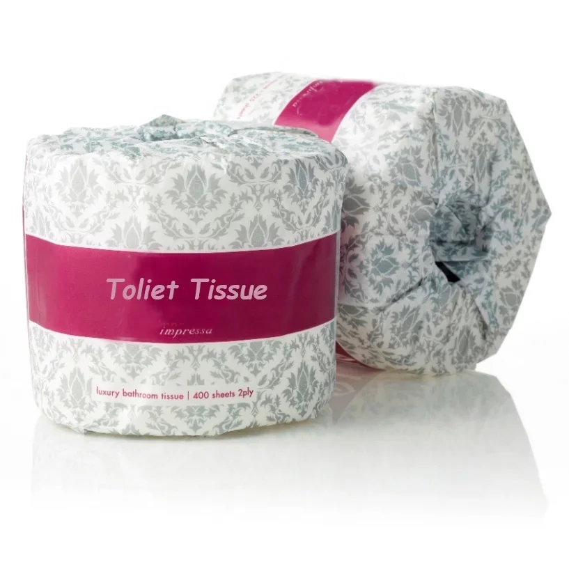 100% Recycle Pulp White Tissue Roll Natural Paper Napkin 2 Ply 300 Sheets Tissue Paper Custom Embossing Toilet Paper
