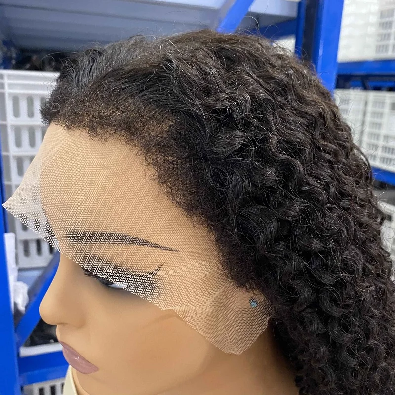 ISEE Deep Wave Human Hair Wigs With Kinky Edges Ventilated HD Lace Frontal Wigs Natural Curly Baby Hair Type 4C Textured Wigs