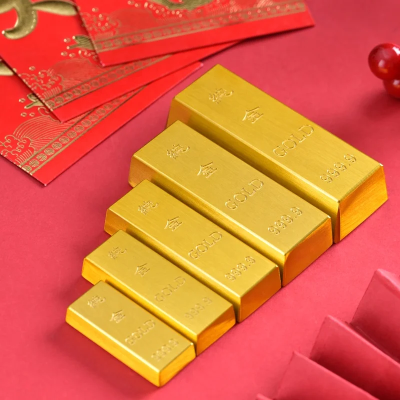 Wholesale Brass Simulation 999 Gold Bar Metal Handicraft Gifts Solid Props Gold Plated Bullion Copper Gold Bar