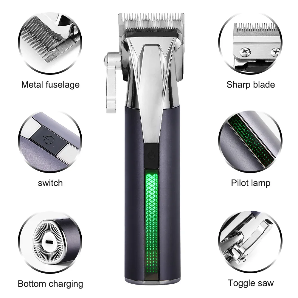 Professional Electric Rechargeable Oil Head Hair Styling Clippers Stainless Steel Hair Cutting Machine Car Use Hotel USB