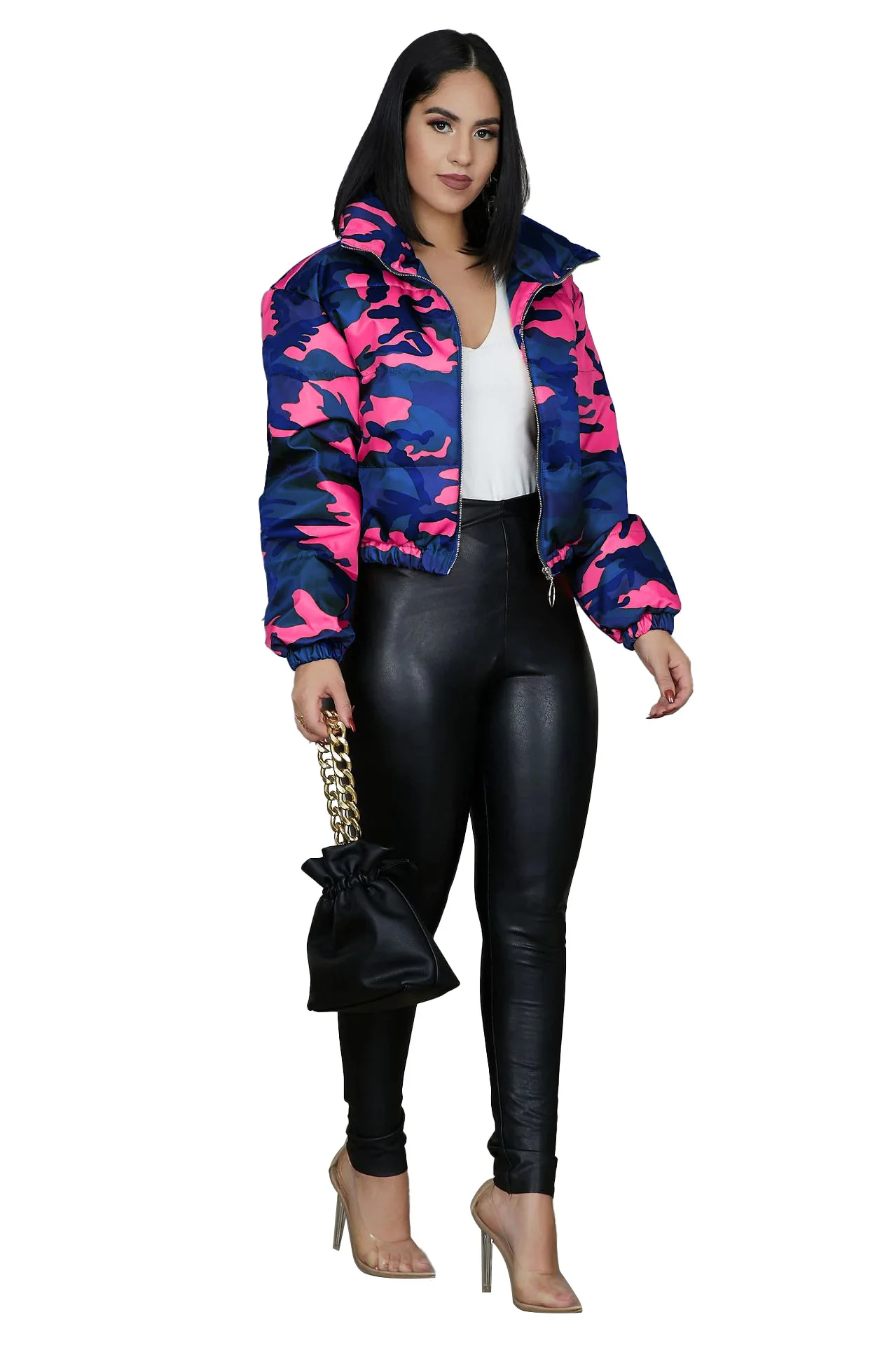 
Hot sale autumn sport life coat for ladies puffer women cotton coat camouflage winter puffer jacket women 