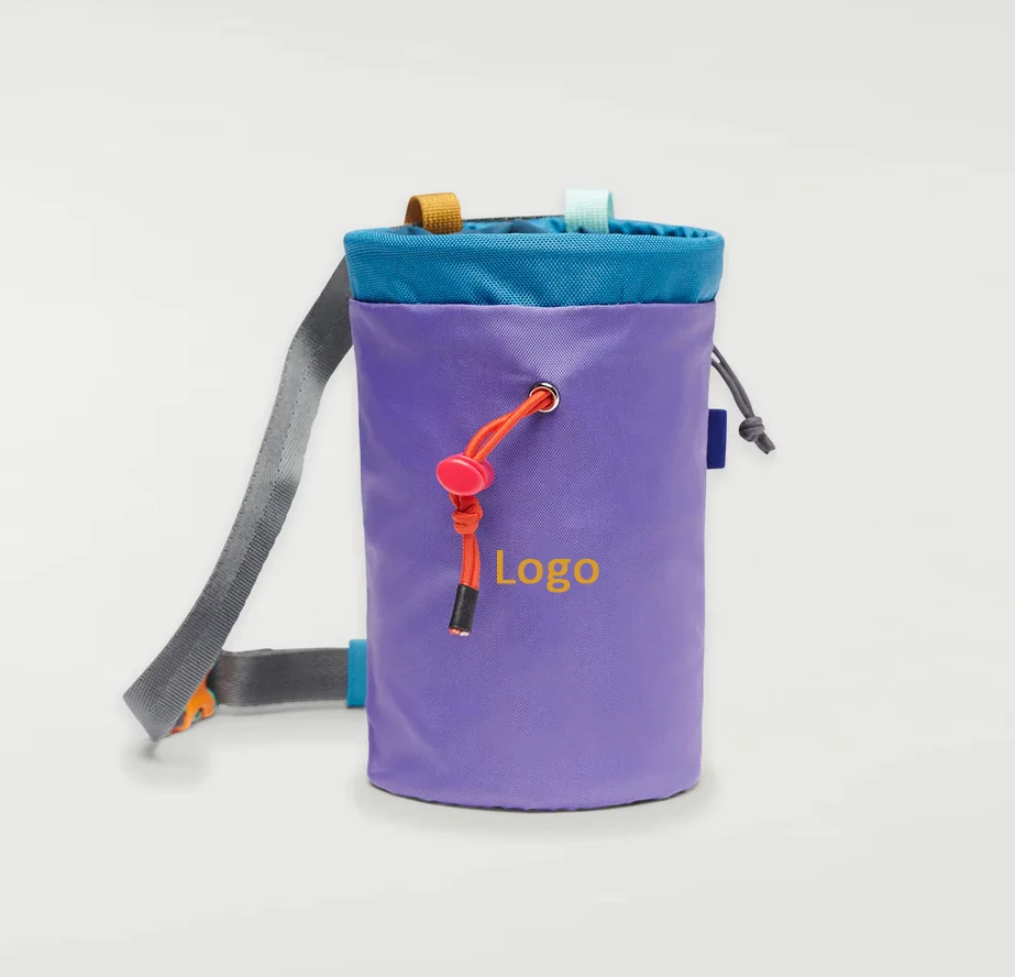 Manufacturing OEM Portable Outdoor Hiking Sport Gym Nonslip Magnesia Pouch Rock Climbing Chalk Bag with Drawstring Closure