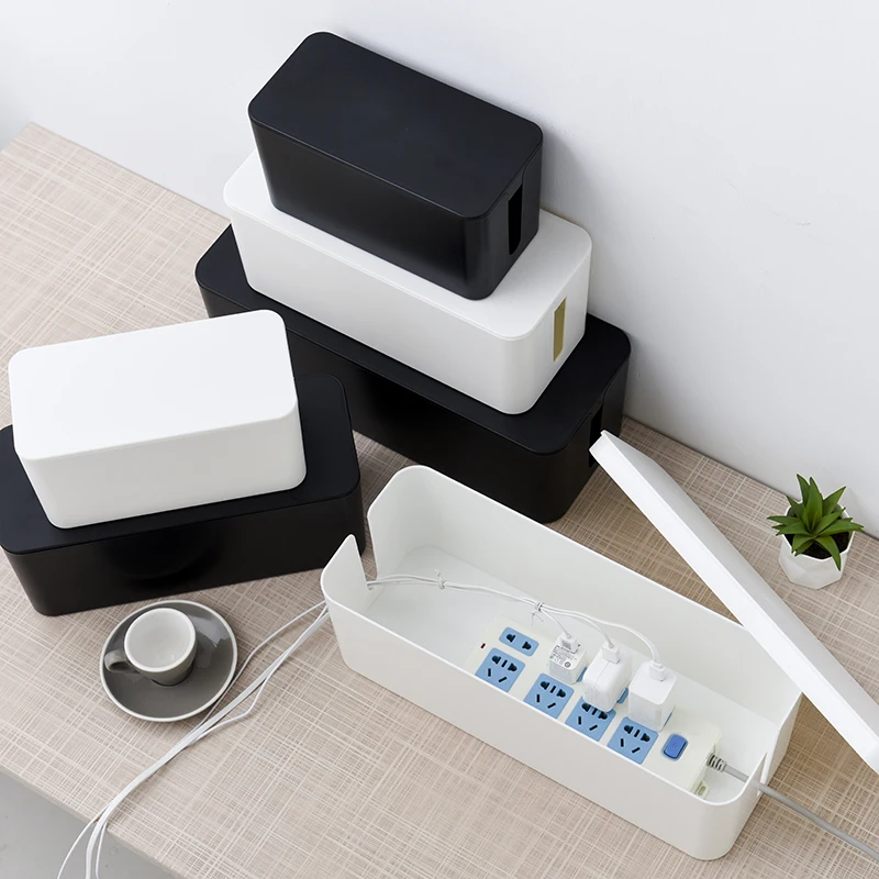 Hot Sale ABS Large Desk Mounted Cable Manage And Organise Electric Cable Organizer Management Box With Lid