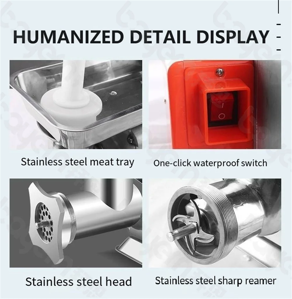 Commercial 304 Stainless Steel 12 22 32 42 Chilli Meat Grinder Mincer Sausage Making Machine Grinding Processing Machinery