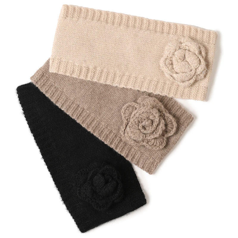 women hair accessories 100% cashmere knitted ladies girls headband luxury fashion scrunchies head wrap