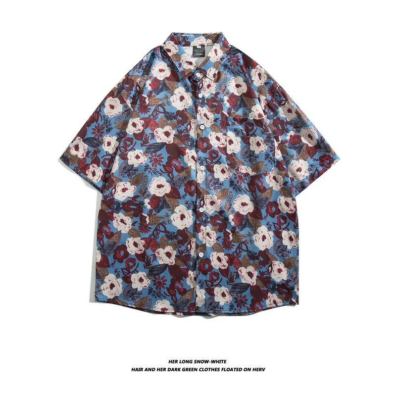 2024 Wholesale Summer Short sleeved of multiple styles of beautiful Hawaiian short sleeved vintage flower shirts for men