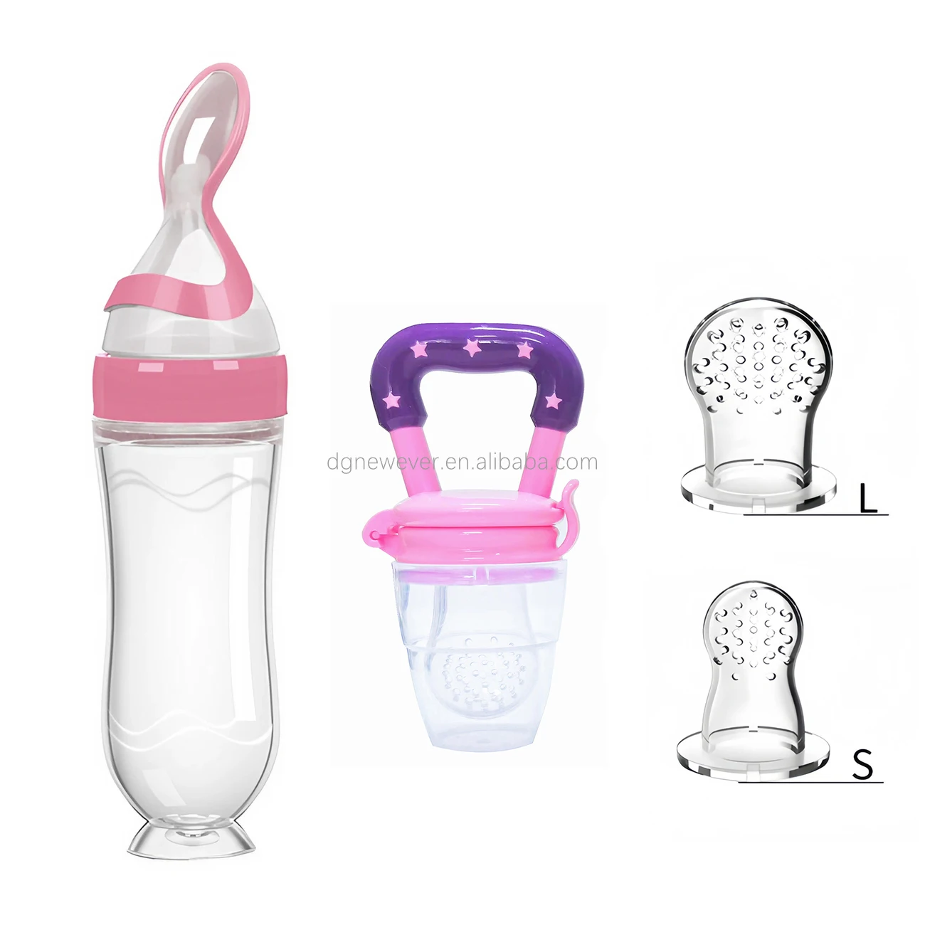 Newborn Feeding Spoon Squeeze Feeder Silicone Baby Fruit Feeder Pacifier Baby Bottles Solid Feeding Spoon Squeeze Feeding Bottle