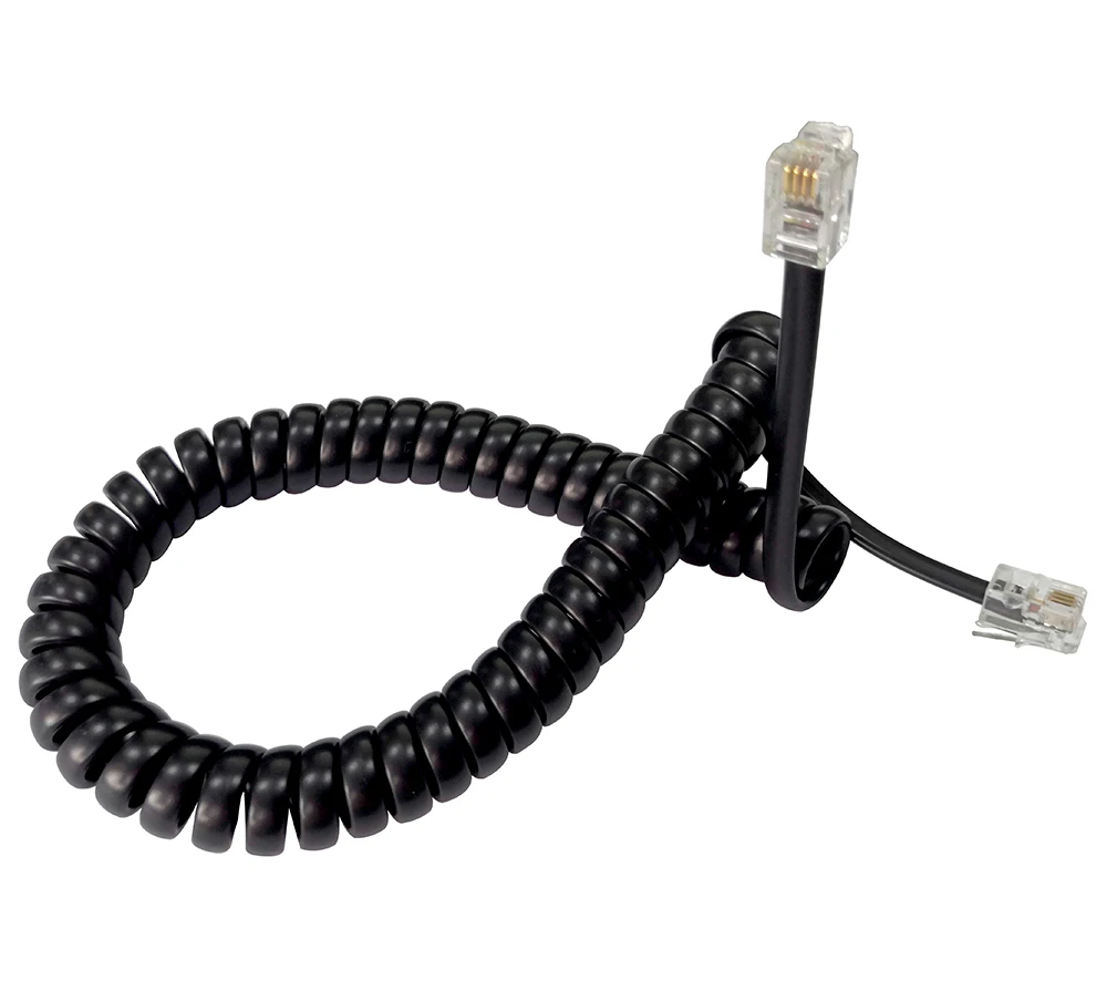 Coiled Telephone Handset Spiral Cable 4P4C Lead Phone Cord