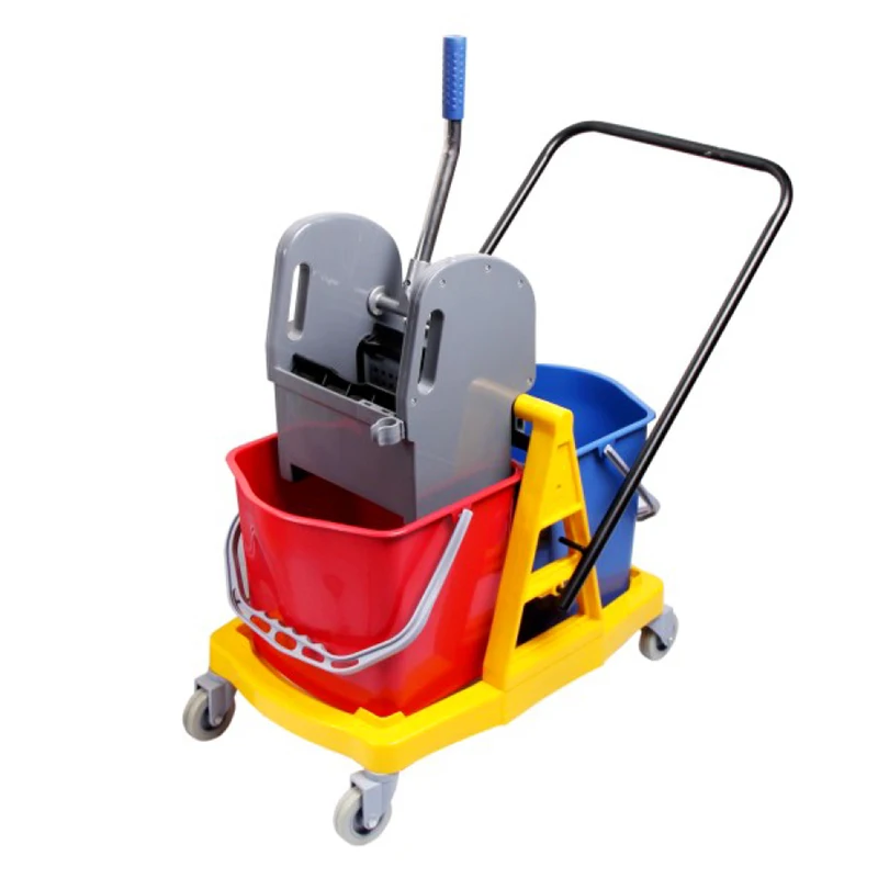 Janitorial cart hotel room service equipment supplies housekeeping cleaning trolley mop wringer