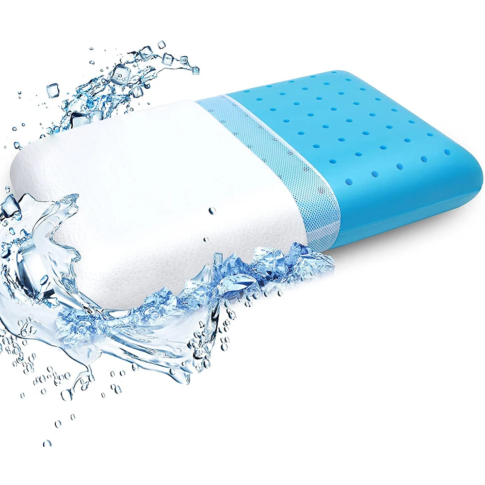 COOLING Cervical Cold Memory Foam Sleeping Pillow Anti Wrinkle Ventilated Gel Memory Foam Cool Pillow Back Sleeper Bamboo 30 Rectangle