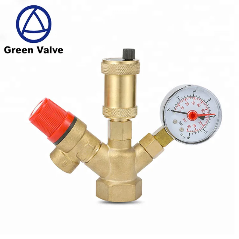 High Quality Brass Safety Valve Manometer Wholesale Green Valve Boiler Parts Manual Control High Temperature Water General