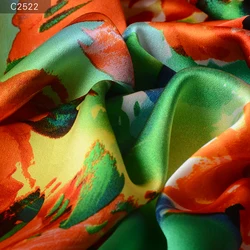 Цифровая ткань шармёз с цветочным принтом шелковая атласная ткань