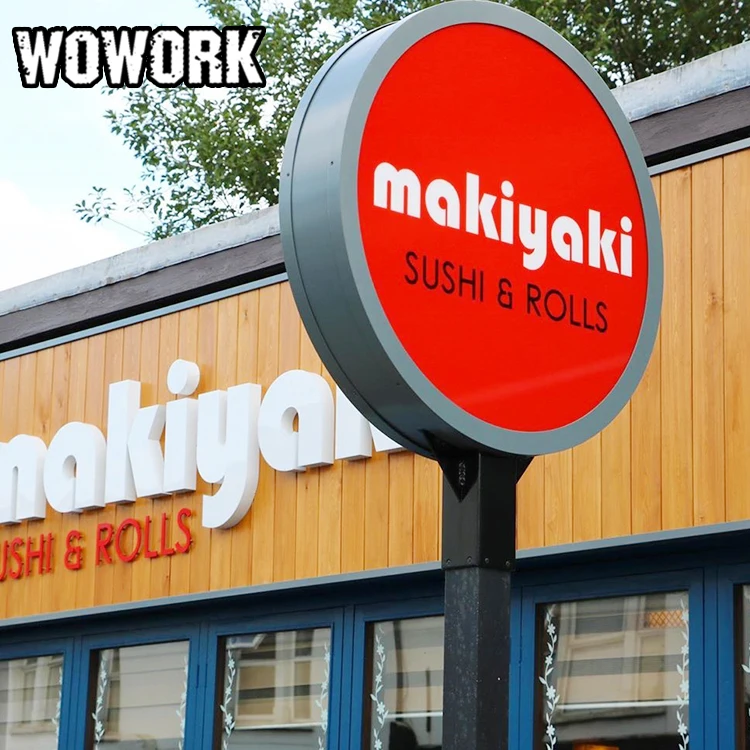 2024 WOWORK outdoor led aluminum advertising wall hanging front shop sign letter light box for store window display