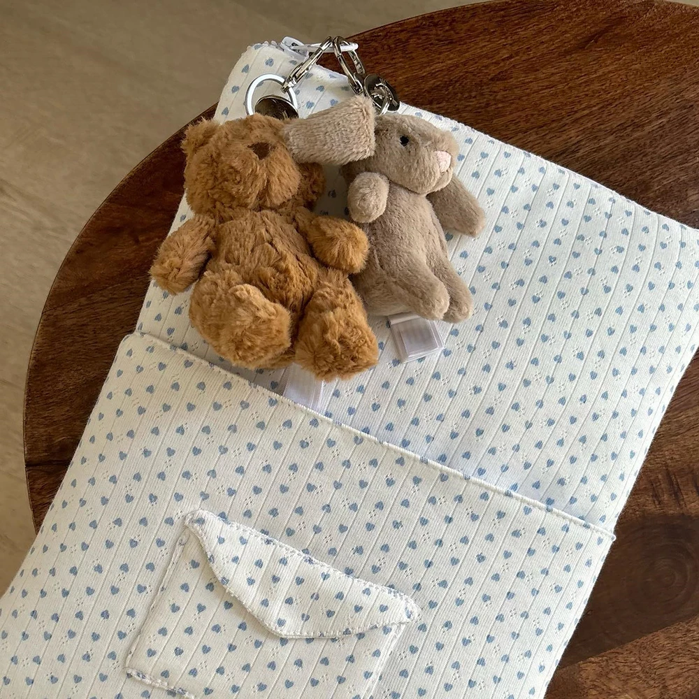 Custom Size Logo Aesthetic Blue Heart Printing Cotton Padded Zipper Laptop Tablet Protection Sleeve Pouch Bag