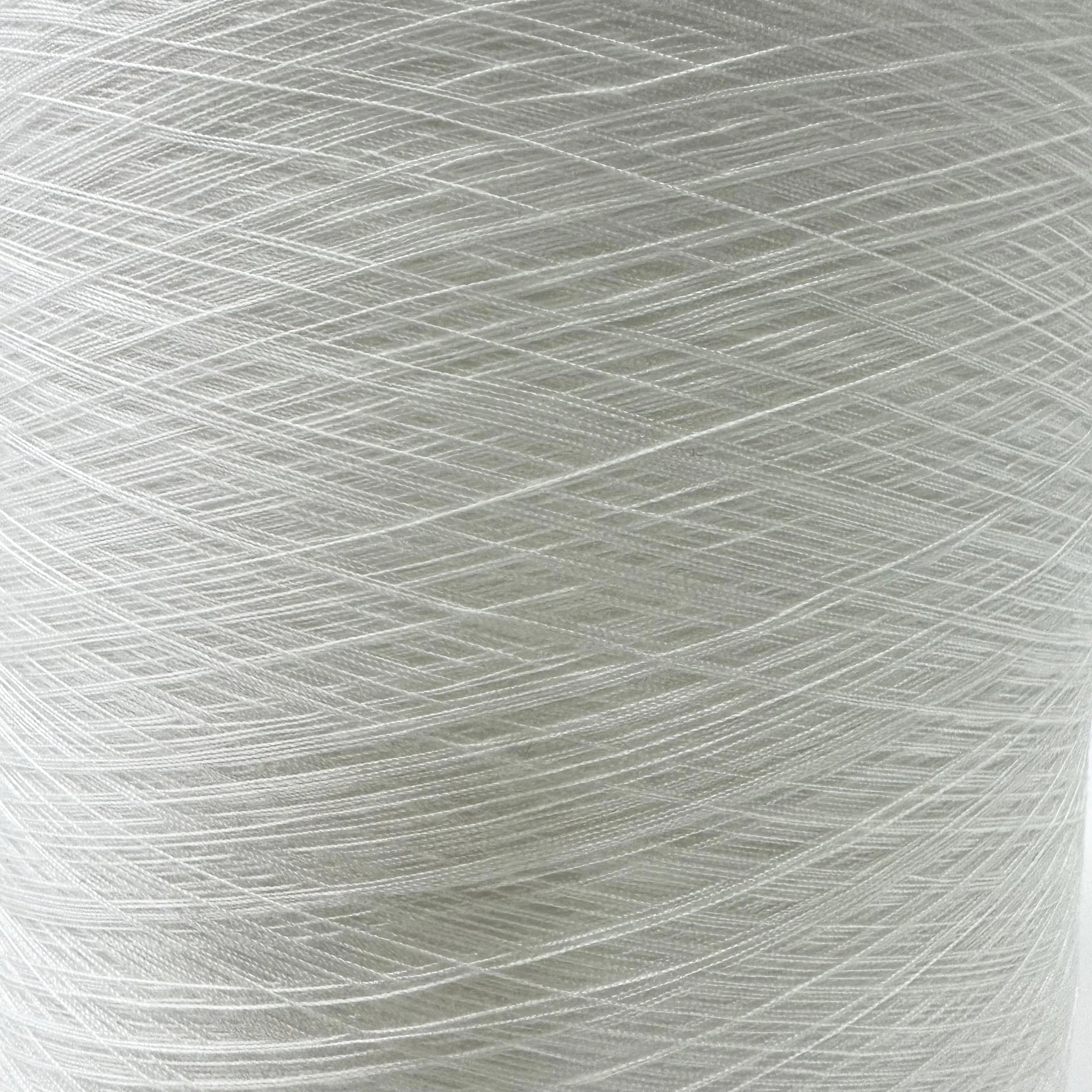 100% recycled polyester yarn raw white corespun durable sewing thread for denim