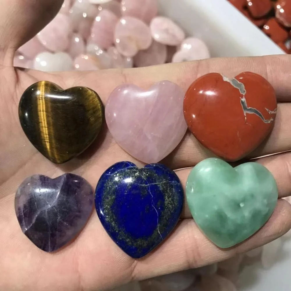 Bulk Wholesale Natural Tumbled Amethyst Heart Shaped Quartz rose quartz Crystals hearts for necklace pendant