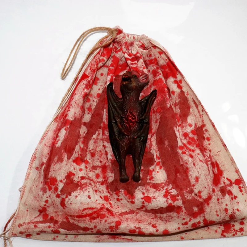 Halloween blood hanging bag spider head bloody ghost face accessories horror props,disgusting trick or treat pockets, candy bags