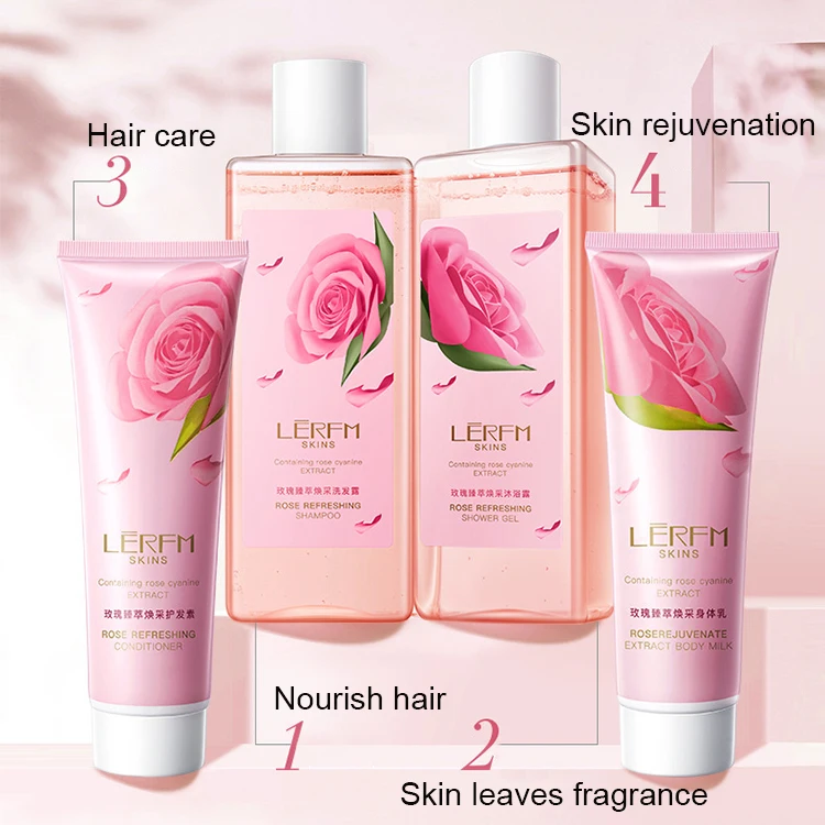  OEM Private Label Moisturizing Body Care Bath Gift Spa Kit Set Lotion Rose Extract Shampoo